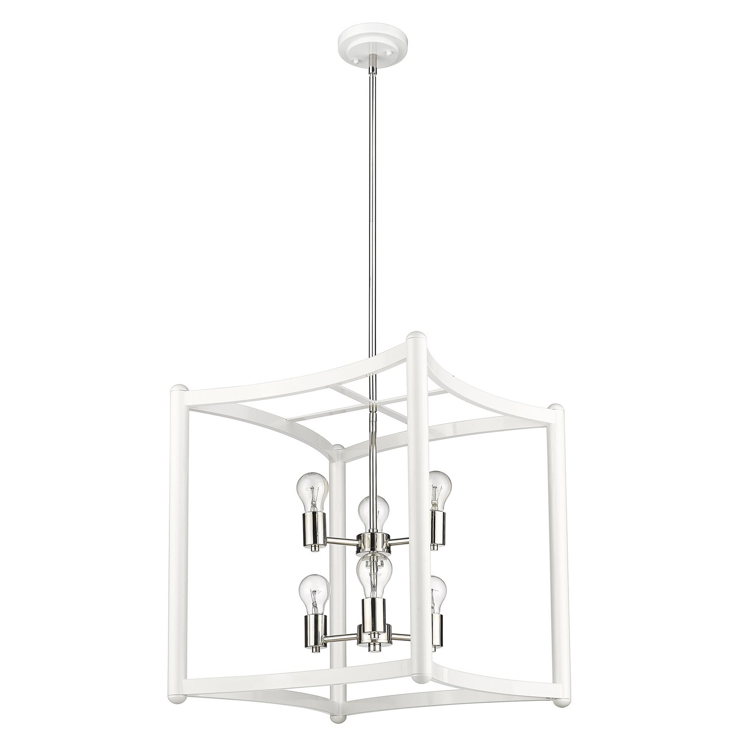 Acclaim Lighting - IN20041WH - Six Light Pendant - Coyle - White with Polished Nickel Cluster