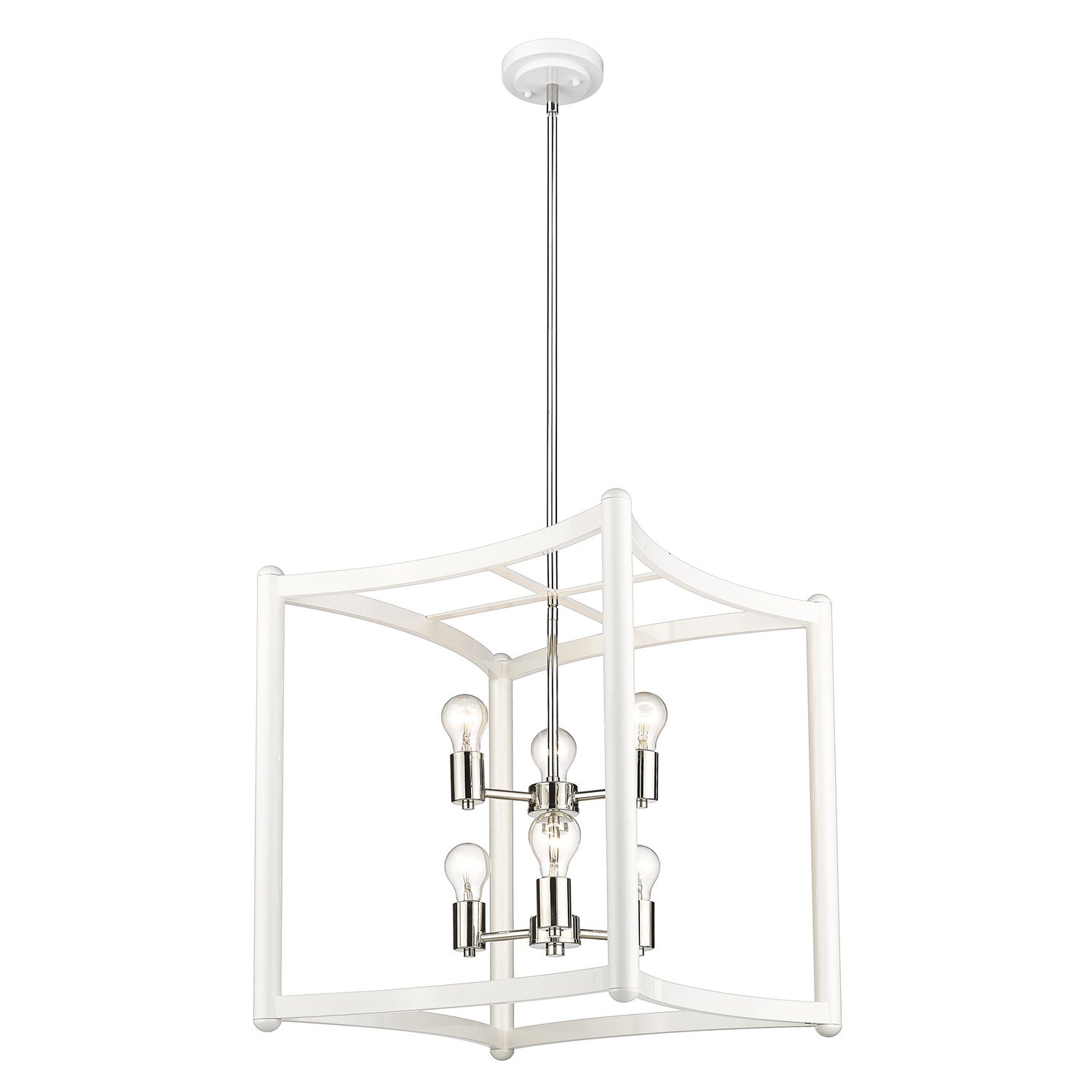 Acclaim Lighting - IN20041WH - Six Light Pendant - Coyle - White with Polished Nickel Cluster