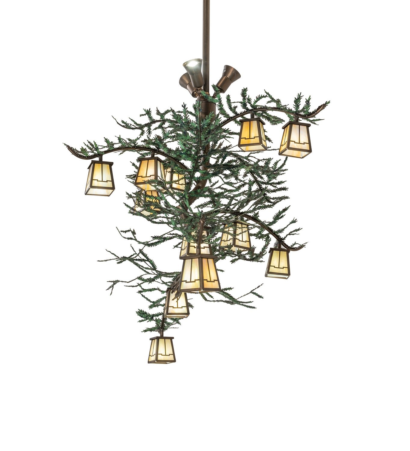 Meyda Tiffany - 253317 - 15 Light Chandelier - Pine Branch - Antique Copper With Green Needles