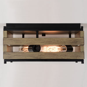 Vaxcel - C0265 - Three Light Flush Mount - Ravenswood - Matte Black and Burnished Maple