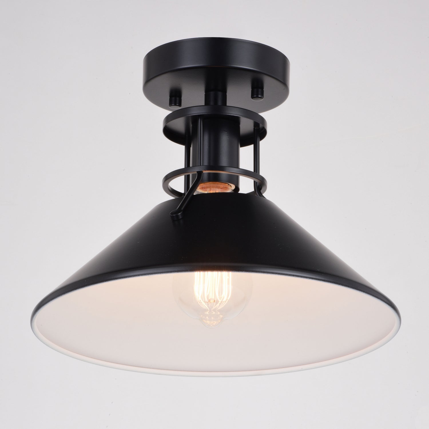 Vaxcel - C0270 - One Light Semi-Flush Mount - Canton - Black and Matte White