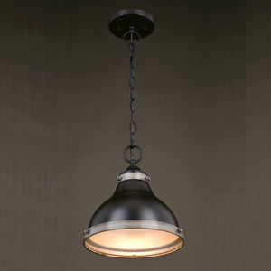 Vaxcel - P0367 - One Light Pendant - Sheffield - New Bronze/Distressed Ash w/Light Silver