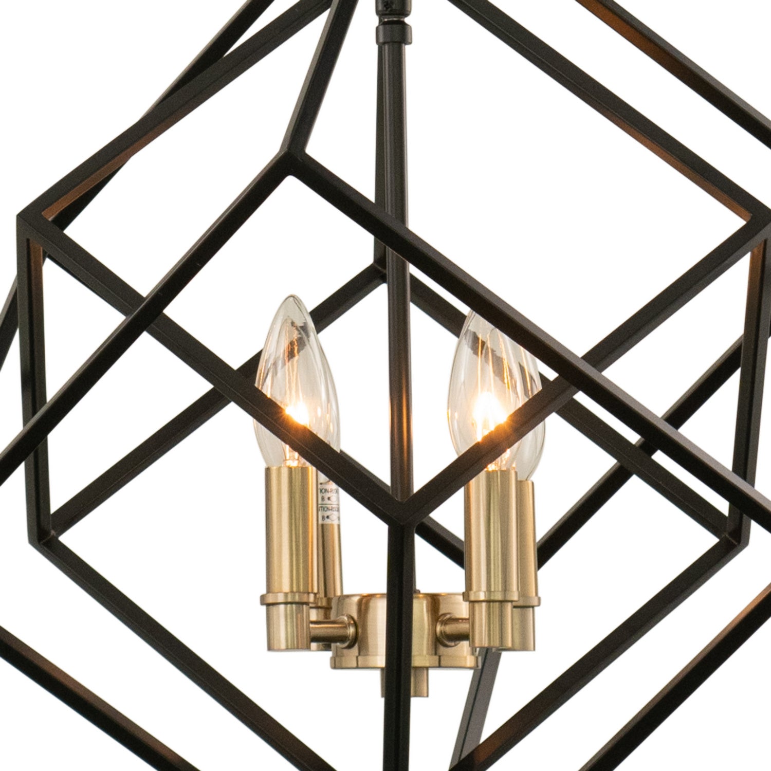 Vaxcel - P0372 - Four Light Pendant - Rad - Black and Natural Brass