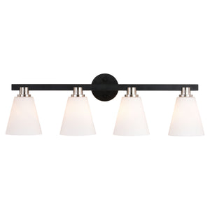 Vaxcel - W0407 - Four Light Vanity - Vermont - Matte Black and Satin Nickel