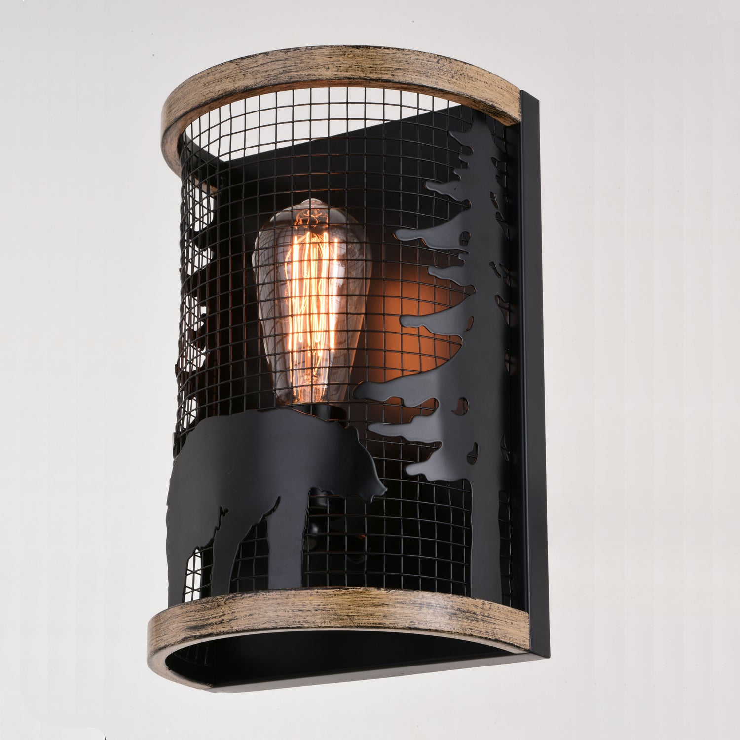 Vaxcel - W0408 - One Light Wall Sconce - Kodiak - Black and Burnished Teak