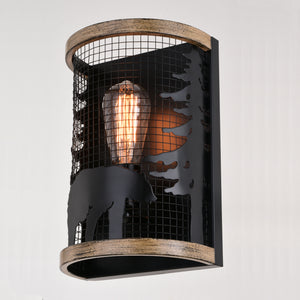 Vaxcel - W0408 - One Light Wall Sconce - Kodiak - Black and Burnished Teak