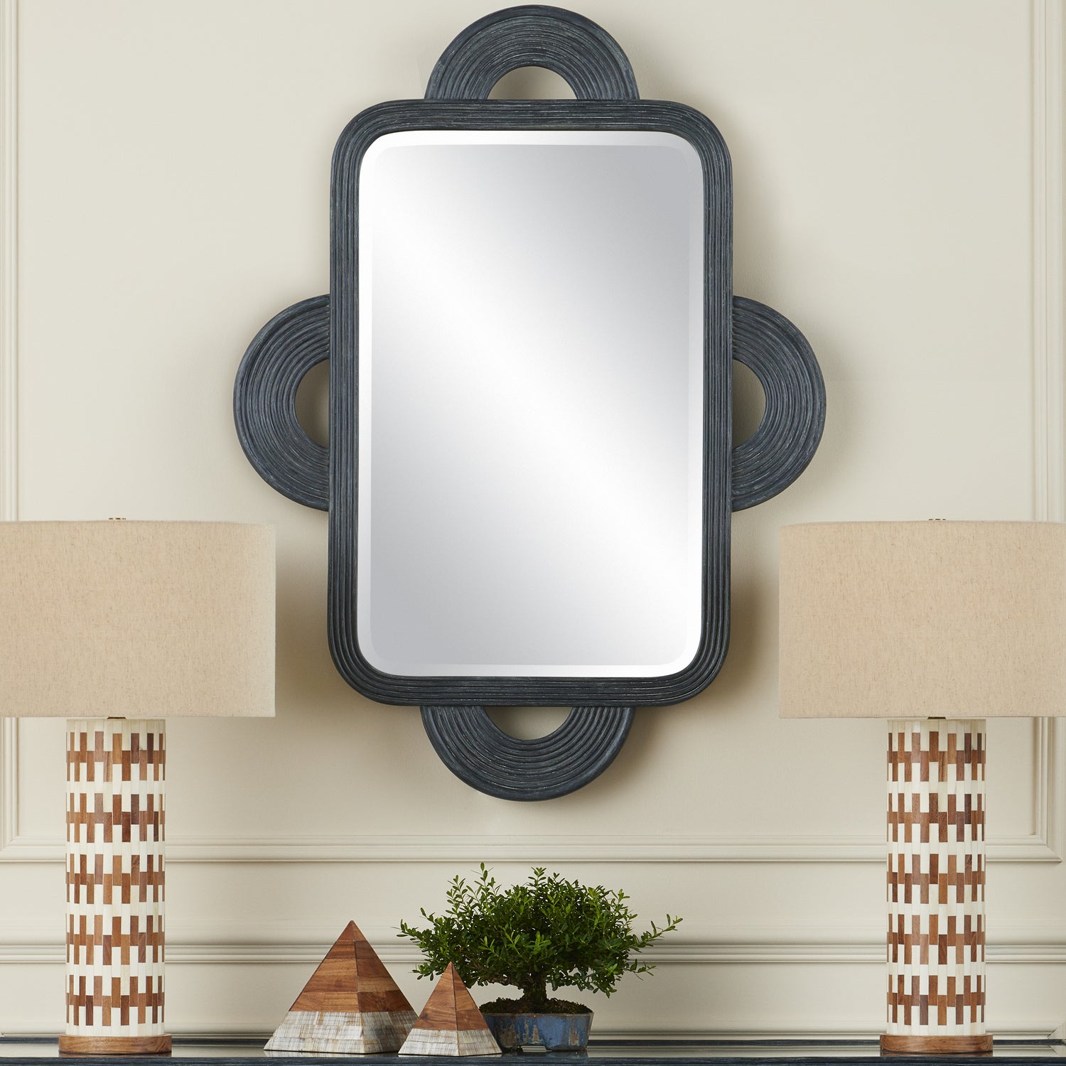 Currey and Company - 1000-0126 - Mirror - Santos - Vintage Navy/Mirror