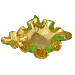 Currey and Company - 1200-0621 - Bowl - Wrapped Lotus Leaf - Green/Polished Gold