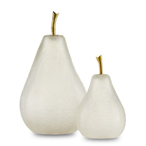 Currey and Company - 1200-0641 - Pear Set of 2 - Pear - Matte Frost/Brass