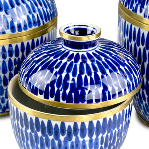 Currey and Company - 1200-0661 - Jar Set of 3 - Plavan - Blue/White/Brass