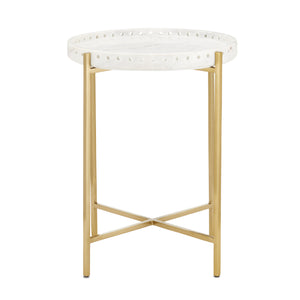 Currey and Company - 4000-0146 - Accent Table - Freya - White/Antique Brass