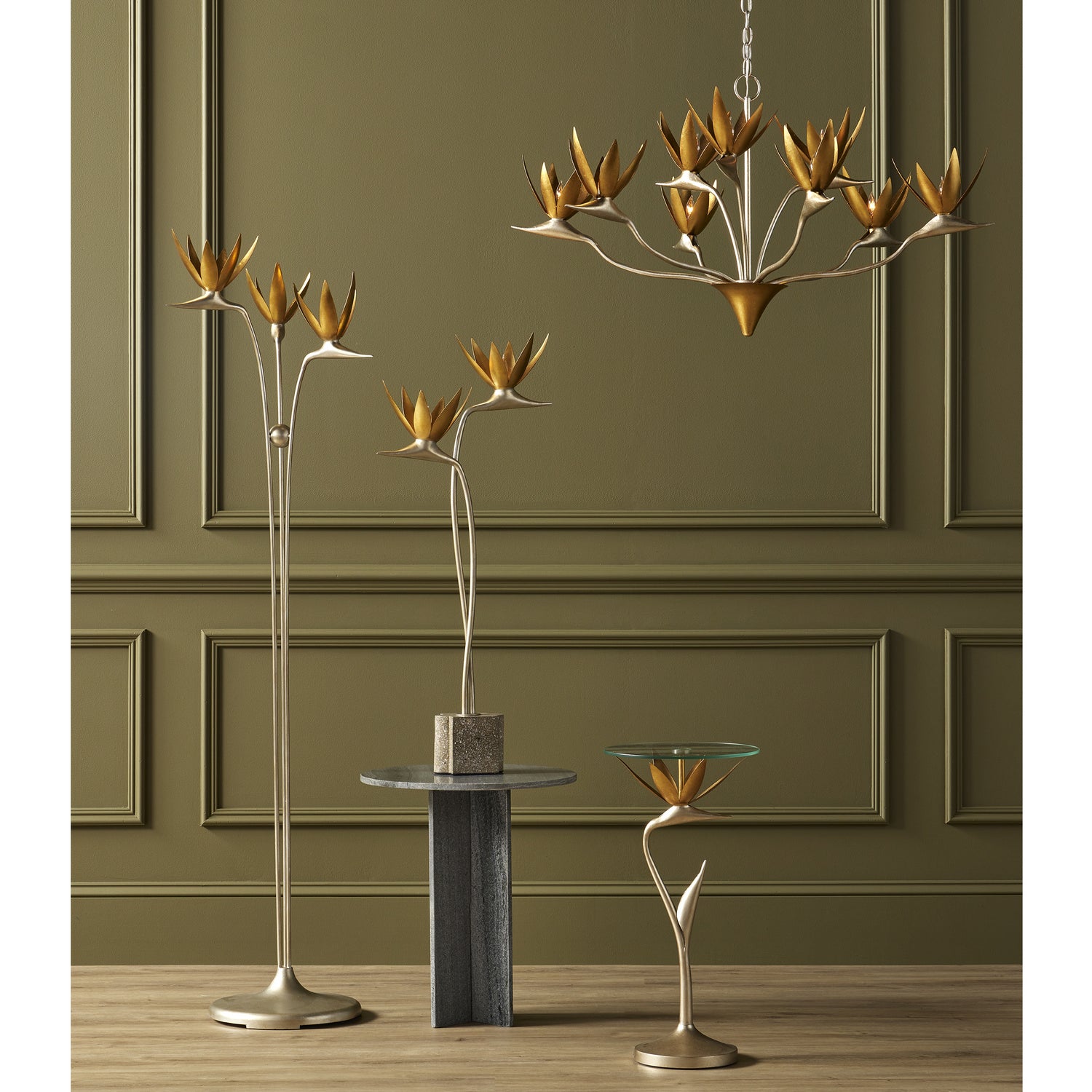 Currey and Company - 4000-0147 - Accent Table - Paradiso - Contemporary Silver Leaf/Contemporary Gold Leaf