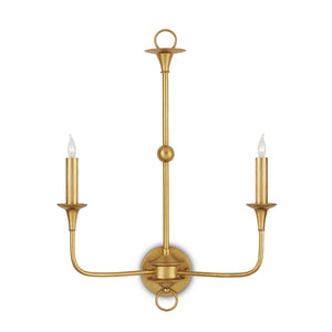 Currey and Company - 5000-0214 - Two Light Wall Sconce - Nottaway - Contemporary Gold Leaf