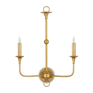 Currey and Company - 5000-0214 - Two Light Wall Sconce - Nottaway - Contemporary Gold Leaf