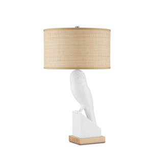 Currey and Company - 6000-0816 - One Light Table Lamp - Snowy - White/Natural/Polished Nickel