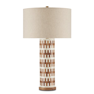 Currey and Company - 6000-0824 - One Light Table Lamp - Tia - White/Natural/Antique Brass