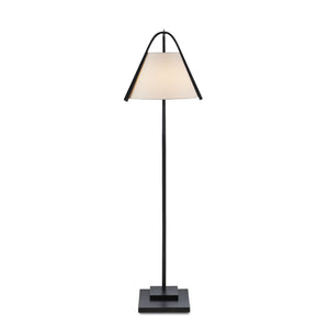 Currey and Company - 8000-0122 - One Light Floor Lamp - Frey - Satin Black/Brushed Brown