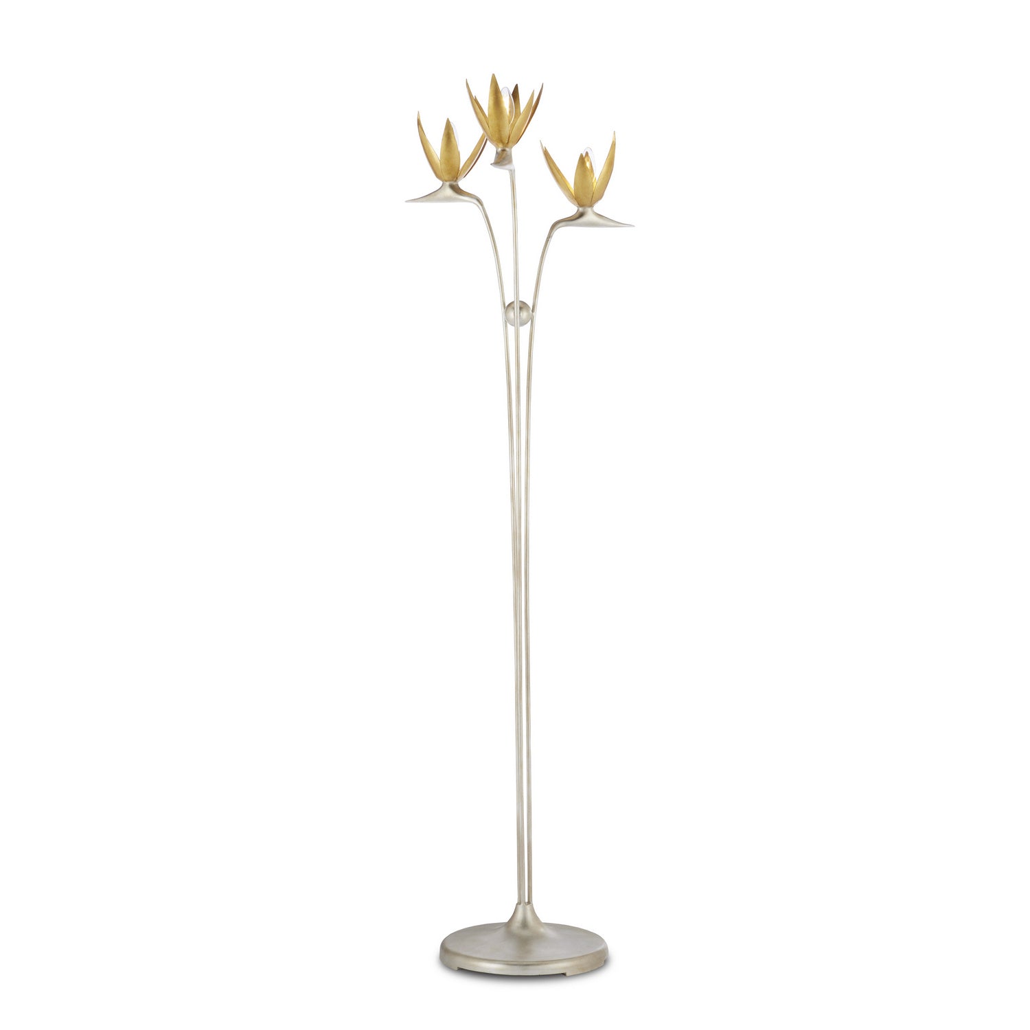 Currey and Company - 8000-0130 - Three Light Floor Lamp - Paradiso - Contemporary Silver Leaf/Contemporary Gold Leaf