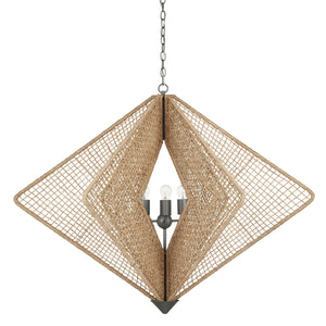 Currey and Company - 9000-0965 - Three Light Chandelier - Hiroshi Koshitaka - Natural Rope/Hiroshi Gray