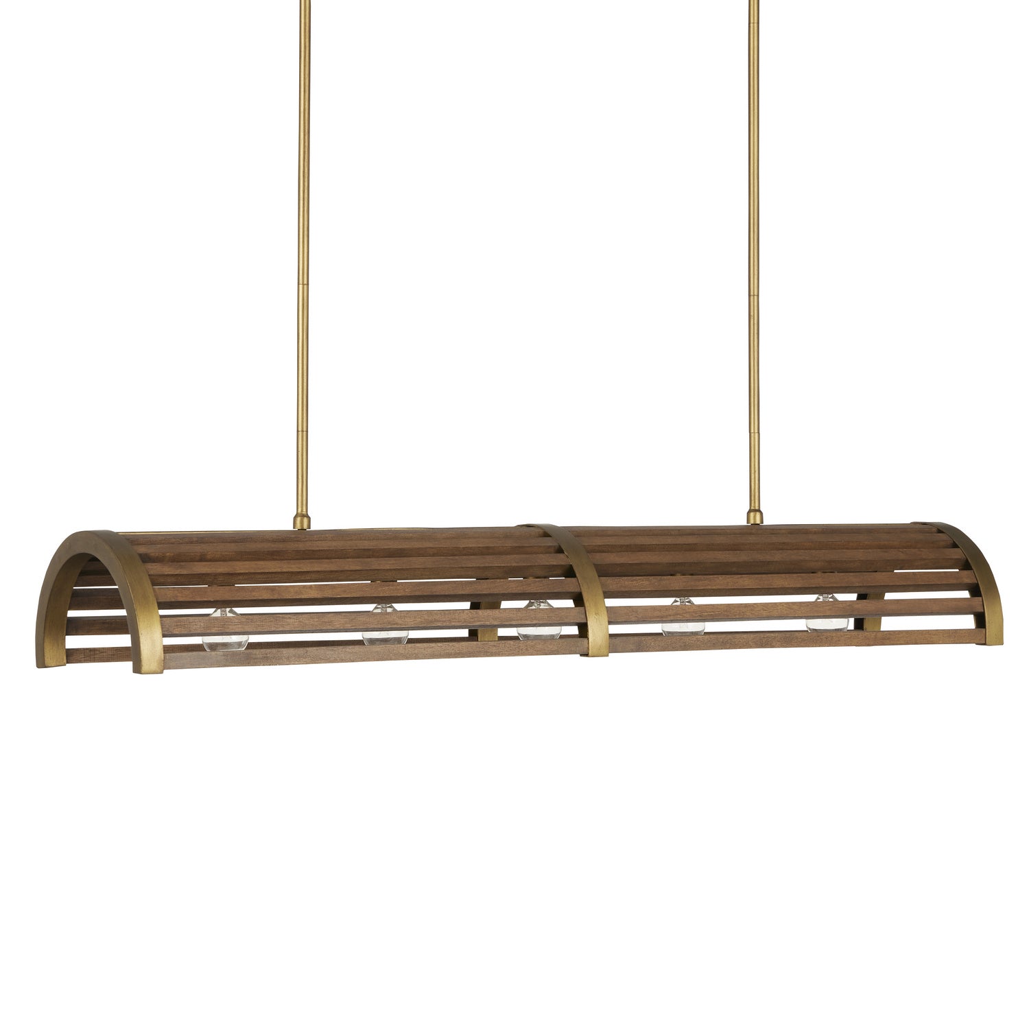 Currey and Company - 9000-0967 - Five Light Chandelier - Woodbine - Chestnut/Brass