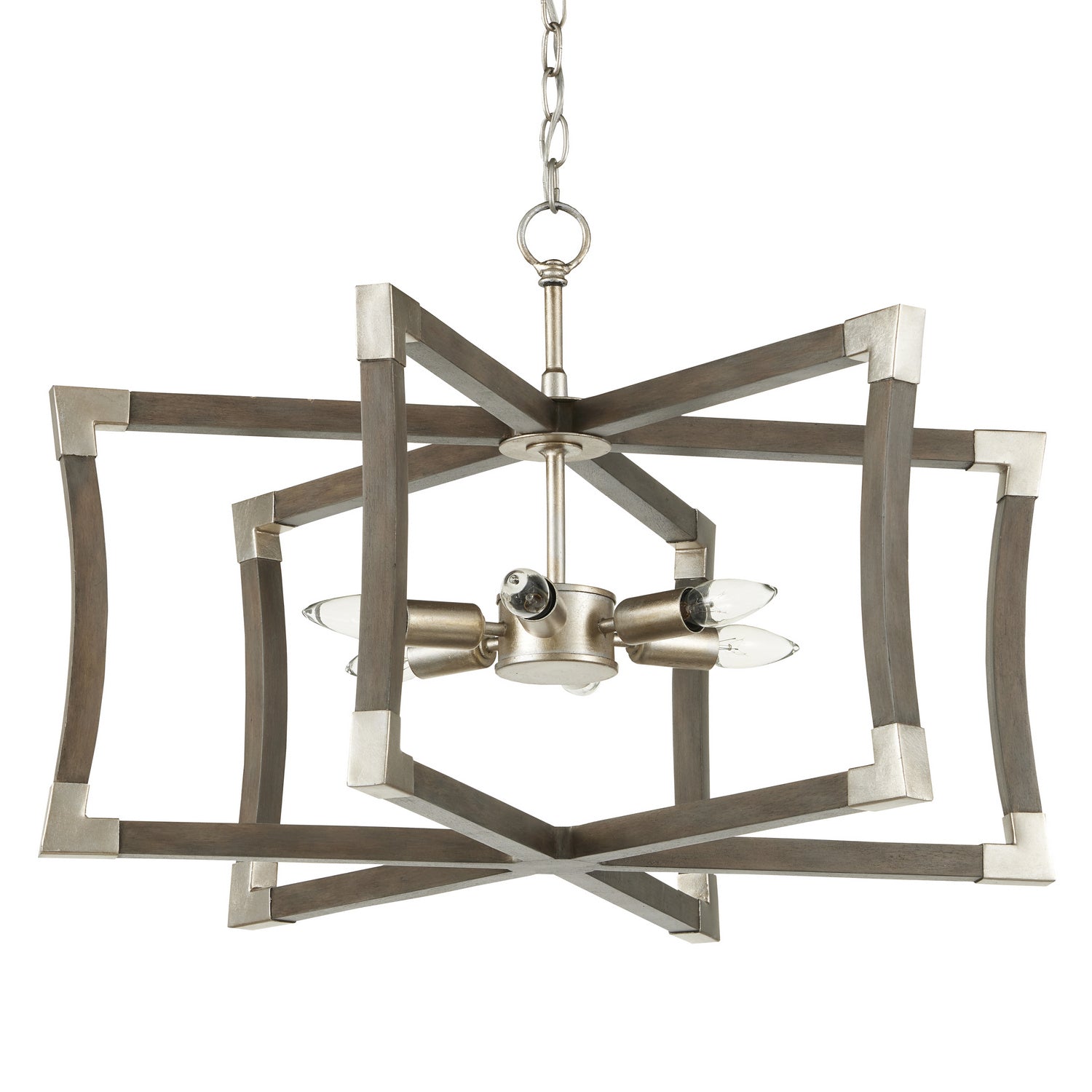 Currey and Company - 9000-0968 - Six Light Lantern - Bastian - Chateau Gray/Contemporary Silver Leaf