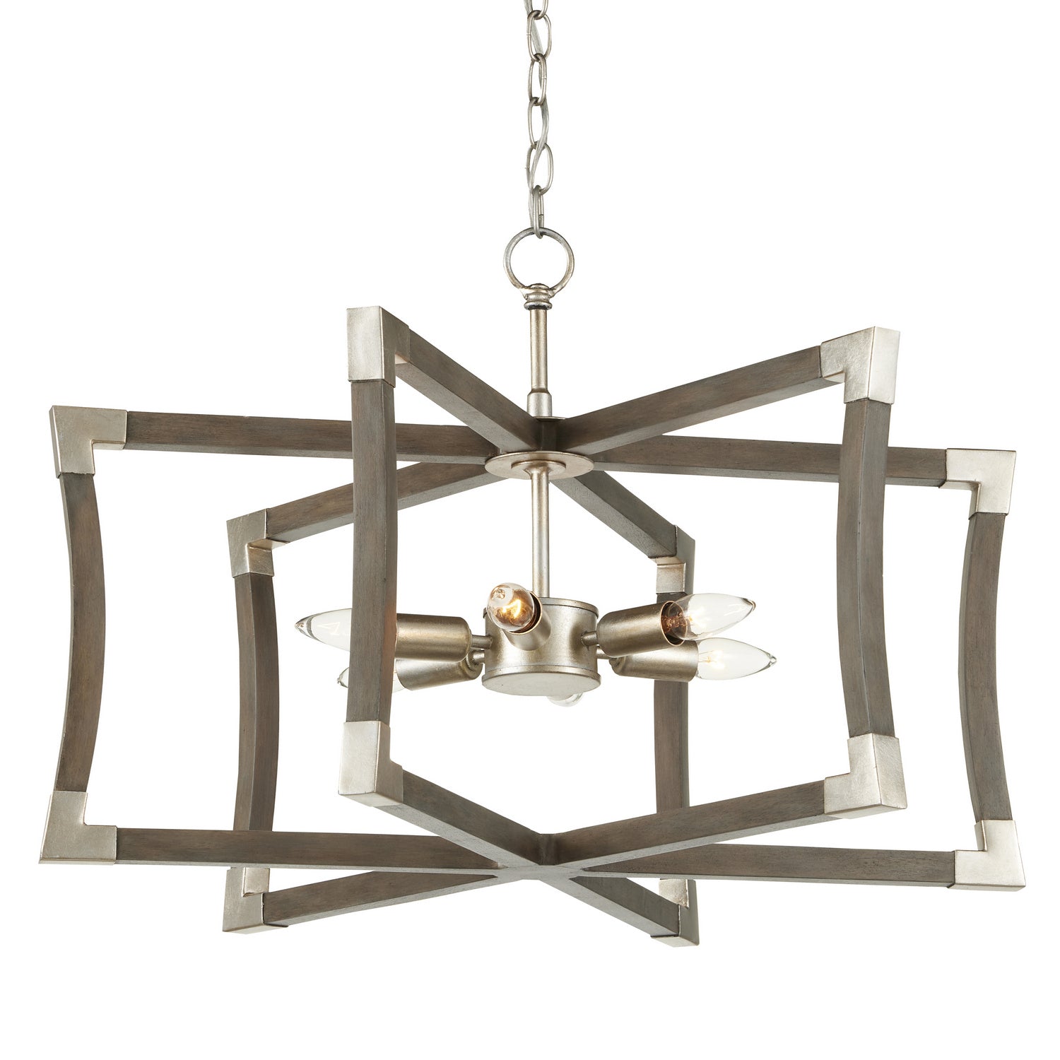 Currey and Company - 9000-0968 - Six Light Lantern - Bastian - Chateau Gray/Contemporary Silver Leaf