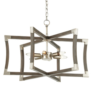 Currey and Company - 9000-0968 - Six Light Lantern - Bastian - Chateau Gray/Contemporary Silver Leaf