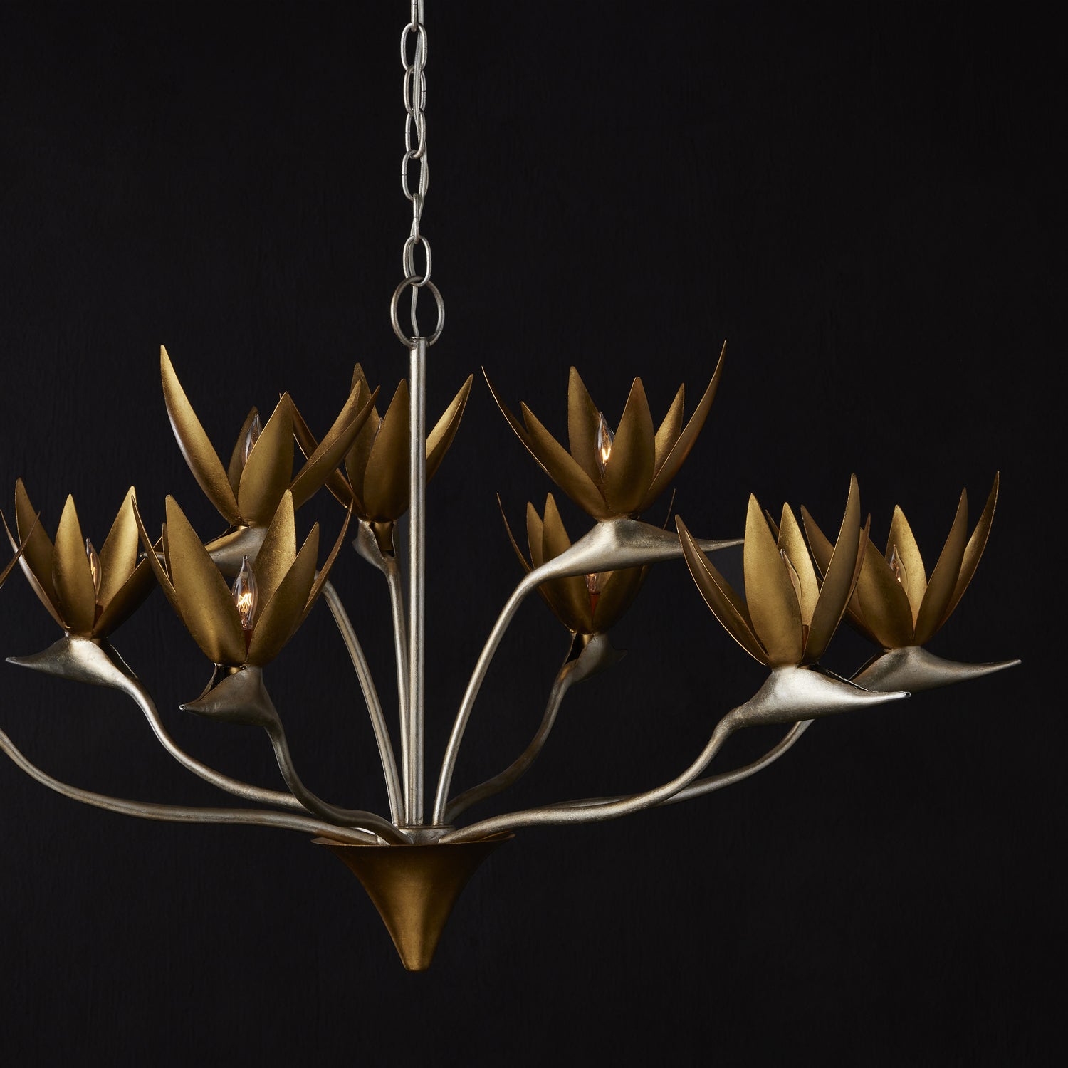 Currey and Company - 9000-0973 - Nine Light Chandelier - Paradiso - Contemporary Silver Leaf/Contemporary Gold Leaf/ Contemporary Gold