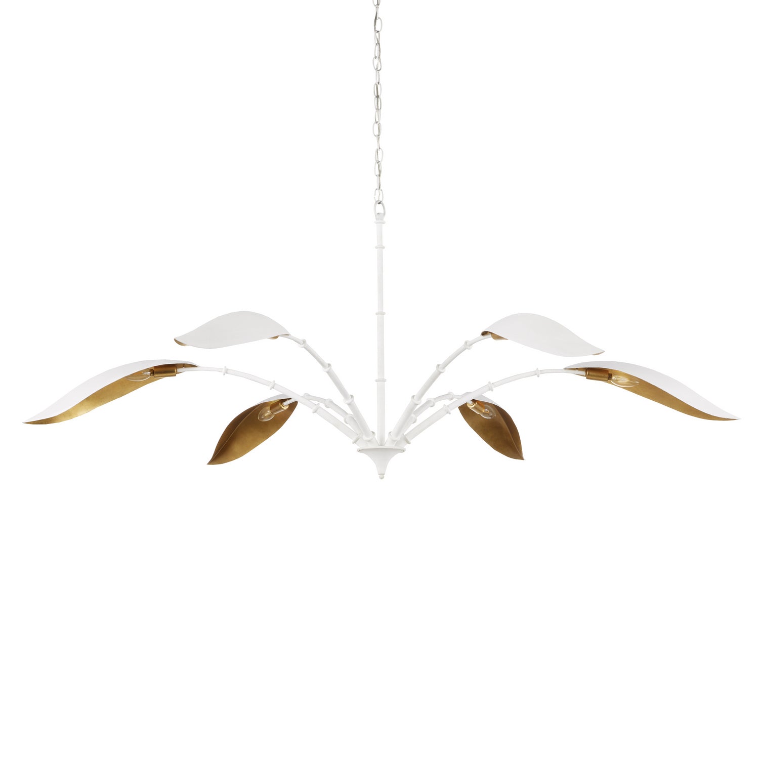 Currey and Company - 9000-0974 - Six Light Chandelier - Yuriko - Gesso White/Contemporary Gold Leaf