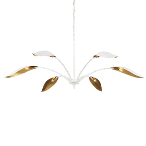 Currey and Company - 9000-0974 - Six Light Chandelier - Yuriko - Gesso White/Contemporary Gold Leaf