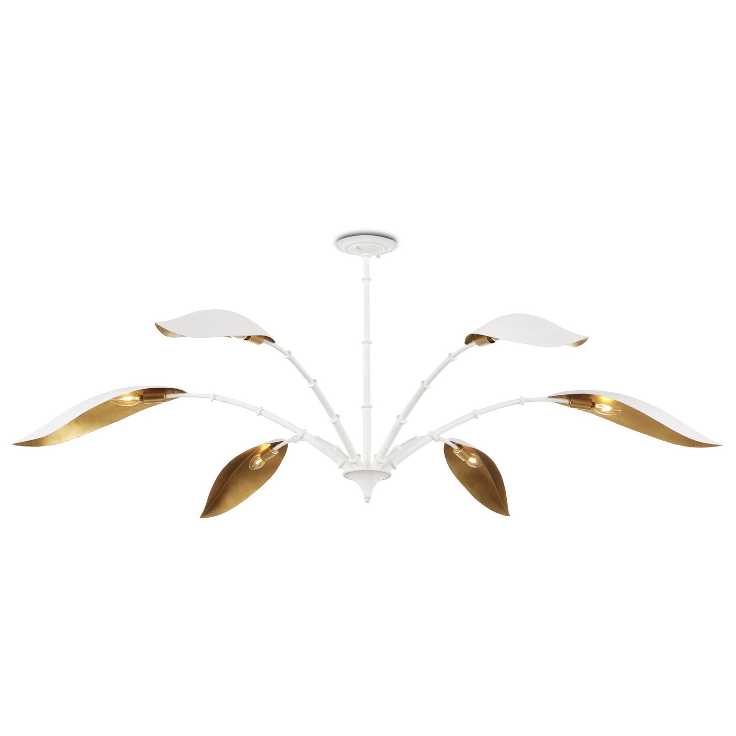 Currey and Company - 9000-0974 - Six Light Chandelier - Yuriko - Gesso White/Contemporary Gold Leaf