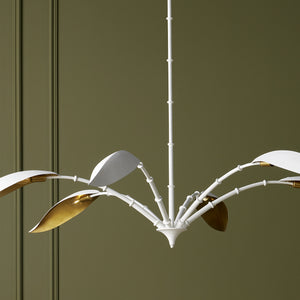 Currey and Company - 9000-0974 - Six Light Chandelier - Yuriko - Gesso White/Contemporary Gold Leaf