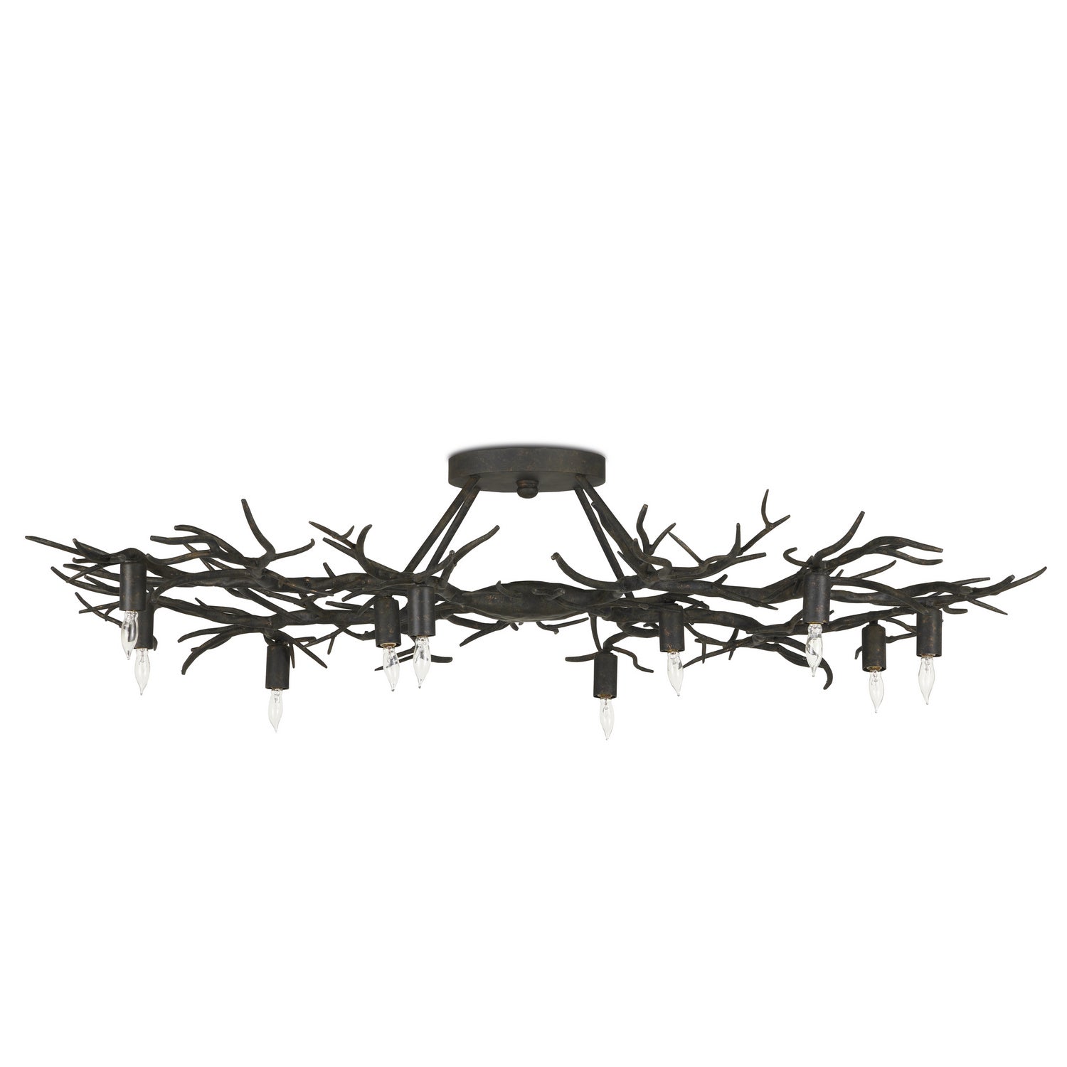 Currey and Company - 9000-0981 - Ten Light Semi-Flush Mount - Rainforest - Rustic Bronze