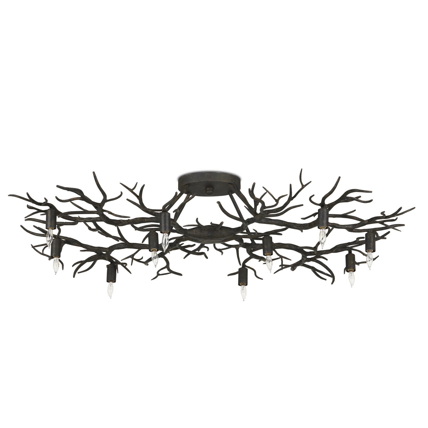 Currey and Company - 9000-0981 - Ten Light Semi-Flush Mount - Rainforest - Rustic Bronze