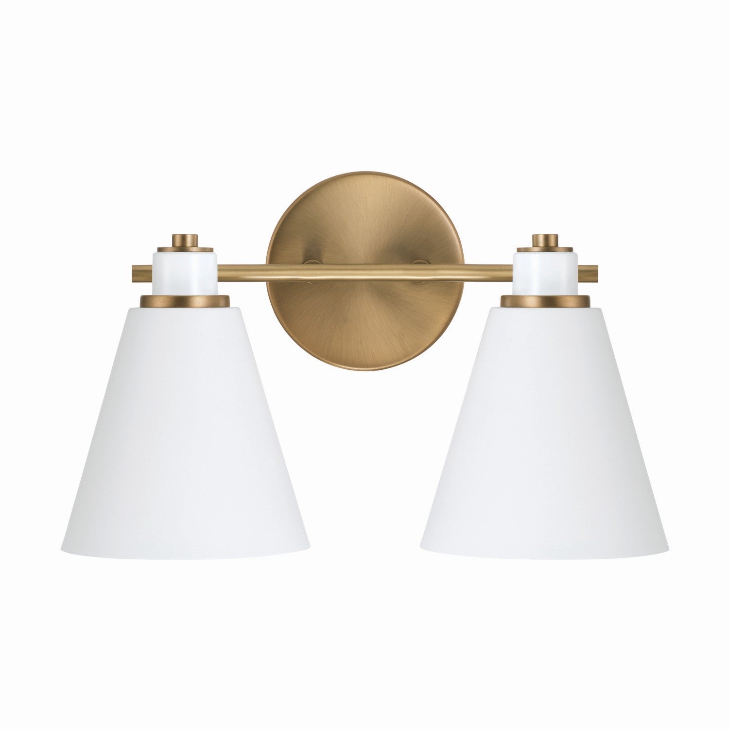 Capital Lighting - 150121AW - Two Light Vanity - Bradley - Aged Brass and White