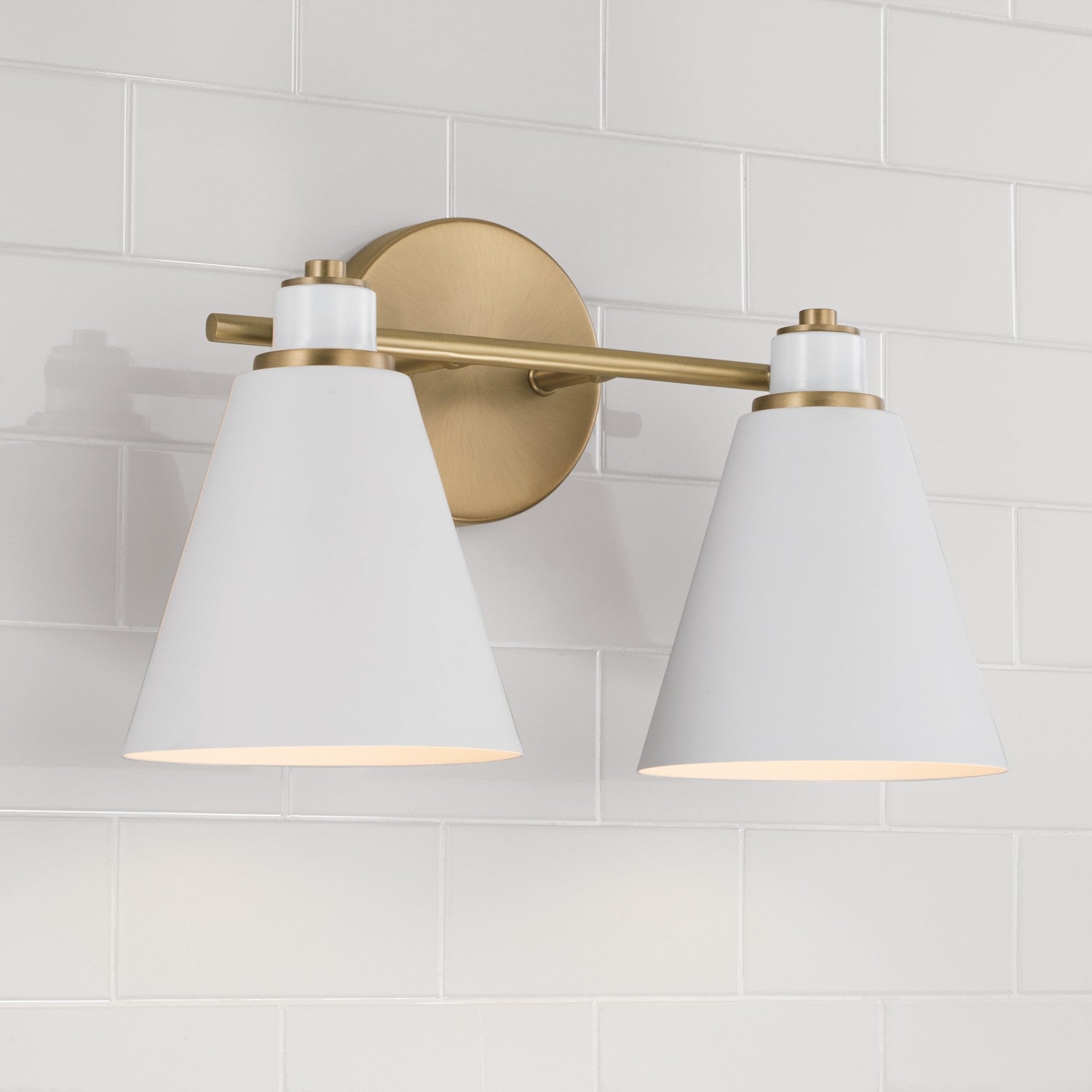 Capital Lighting - 150121AW - Two Light Vanity - Bradley - Aged Brass and White