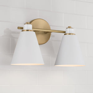 Capital Lighting - 150121AW - Two Light Vanity - Bradley - Aged Brass and White