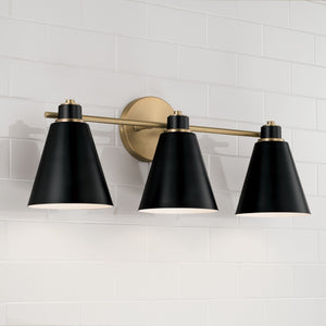 Capital Lighting - 150131AB - Three Light Vanity - Bradley - Aged Brass and Black