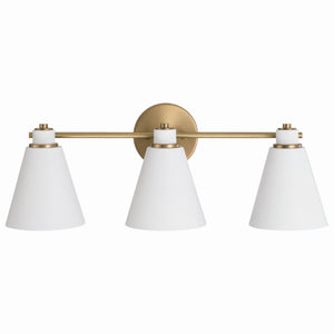 Capital Lighting - 150131AW - Three Light Vanity - Bradley - Aged Brass and White