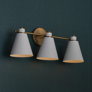 Capital Lighting - 150131AW - Three Light Vanity - Bradley - Aged Brass and White