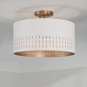 Capital Lighting - 250231AW - Three Light Dual Mount Semi Flush/Pendant - Dash - Aged Brass and White