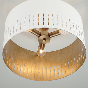 Capital Lighting - 250231AW - Three Light Dual Mount Semi Flush/Pendant - Dash - Aged Brass and White