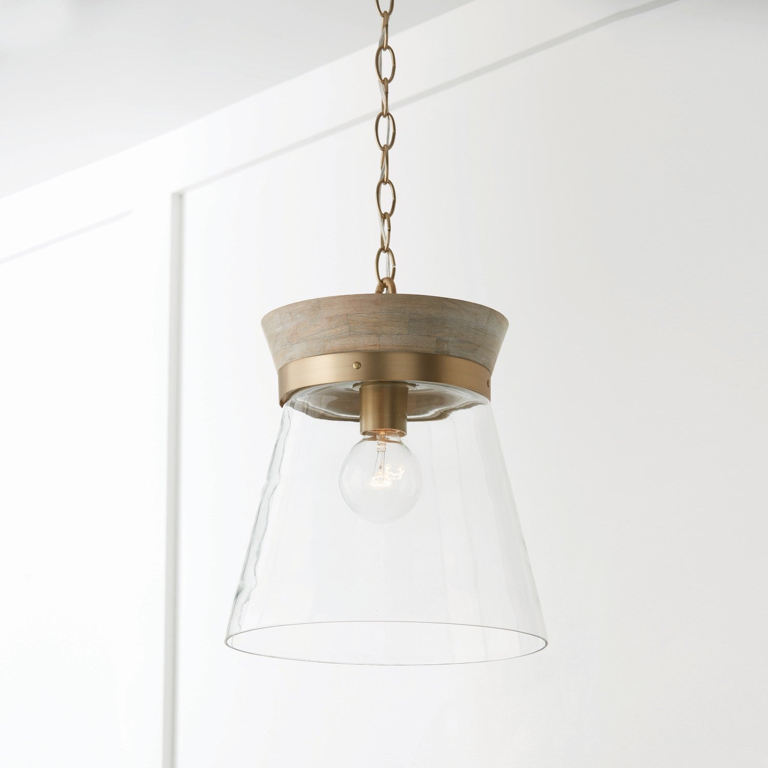 Capital Lighting - 347311WS - One Light Pendant - Finn - White Wash and Matte Brass