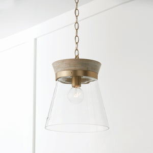 Capital Lighting - 347311WS - One Light Pendant - Finn - White Wash and Matte Brass