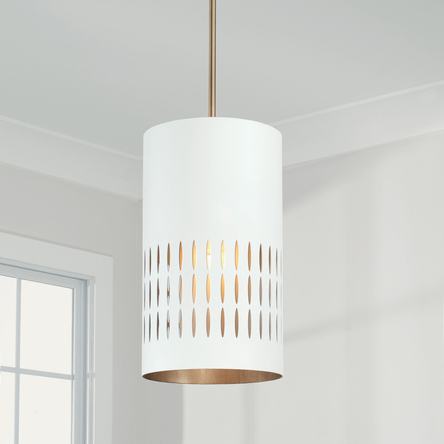 Capital Lighting - 350212AW - One Light Pendant - Dash - Aged Brass and White