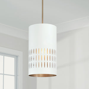 Capital Lighting - 350212AW - One Light Pendant - Dash - Aged Brass and White
