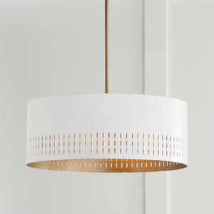 Capital Lighting - 350233AW - Three Light Pendant - Dash - Aged Brass and White