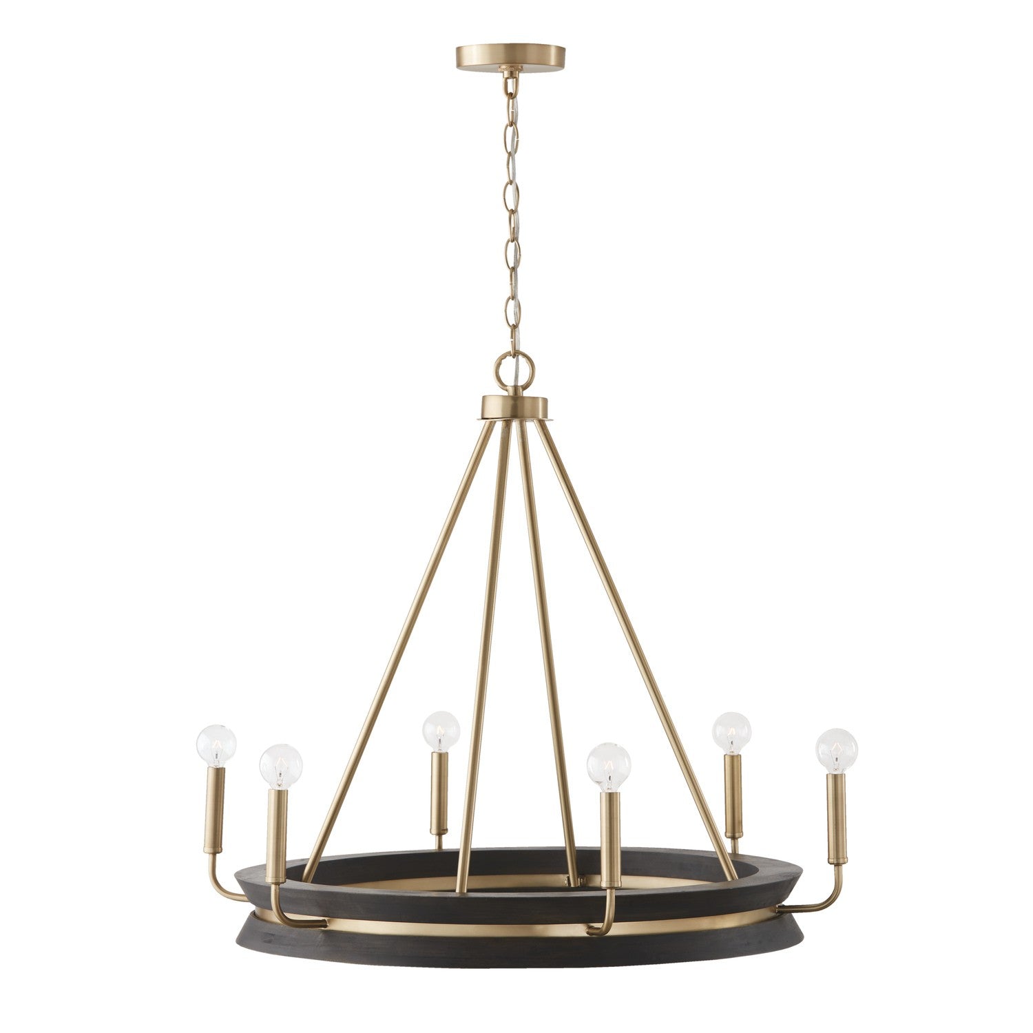 Capital Lighting - 447361KR - Six Light Chandelier - Finn - Black Stain and Matte Brass