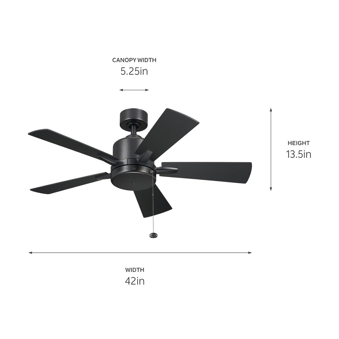 Kichler - 330241SBK - 42"Ceiling Fan - Lucian II - Satin Black