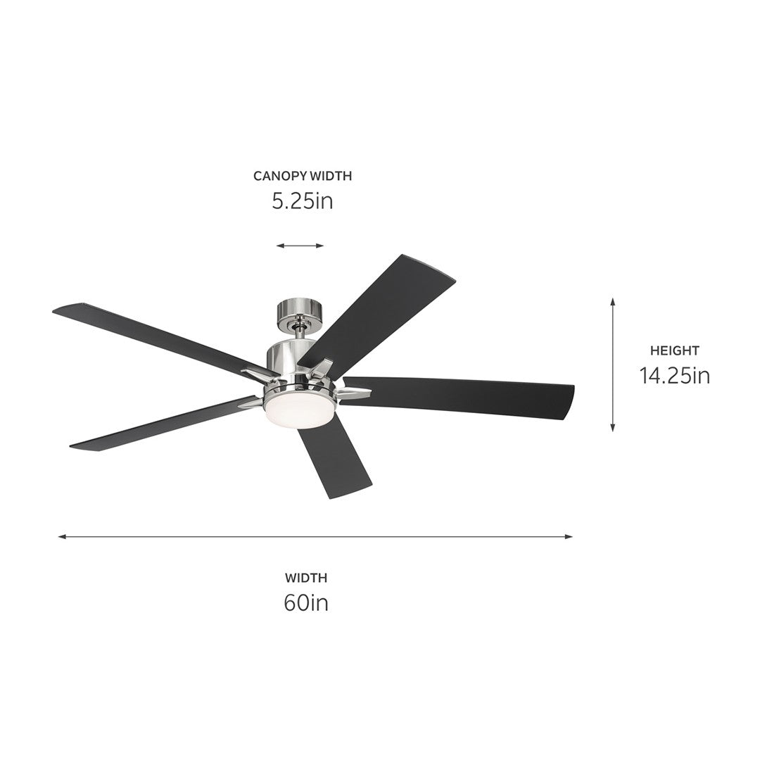 Kichler - 330060PN - 60"Ceiling Fan - Lucian Elite XL - Polished Nickel